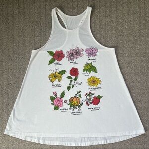Disney Princess Floral White Tank Top Women’s Size XS